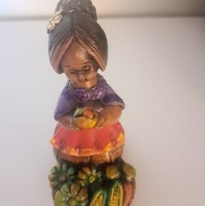Rare  Vtg. Antigua / Carribean  Terracotta Figurine W / Fruit & Vegetables